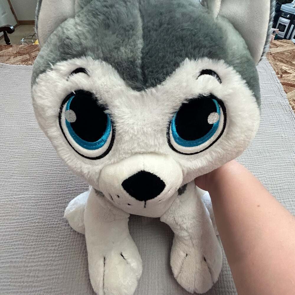 Peek-A-Boo Toys Large Husky Dog Plush Animal Big Blue Eyes